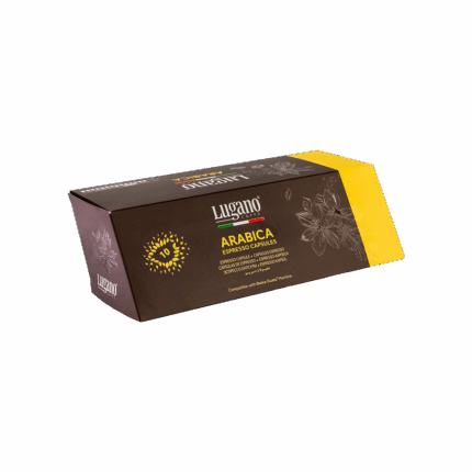 Lugano Caffè Arabica Dolce Gusto Capsules 10 pcs diamond shaped pack front right side