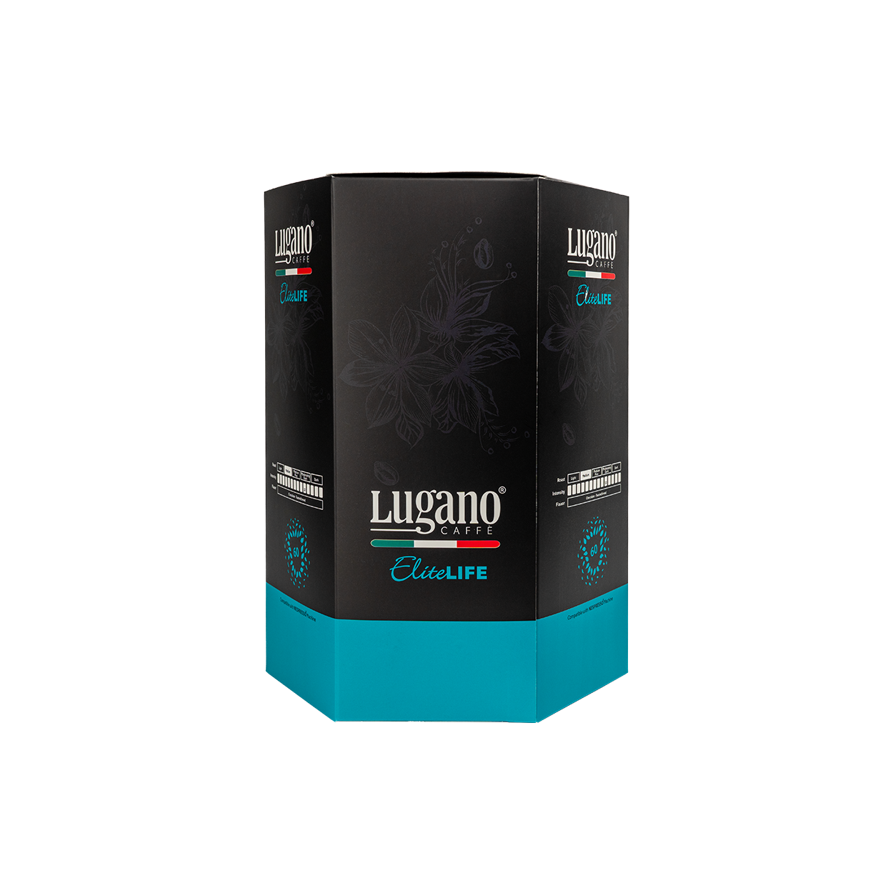 Lugano Caffè Elite Life Espresso Capsule Hexagonal Saving Pack 60 Pcs Front Lugano Caffè Elite Life Espresso Capsule Hexagonal Saving Pack 60 Pcs Front