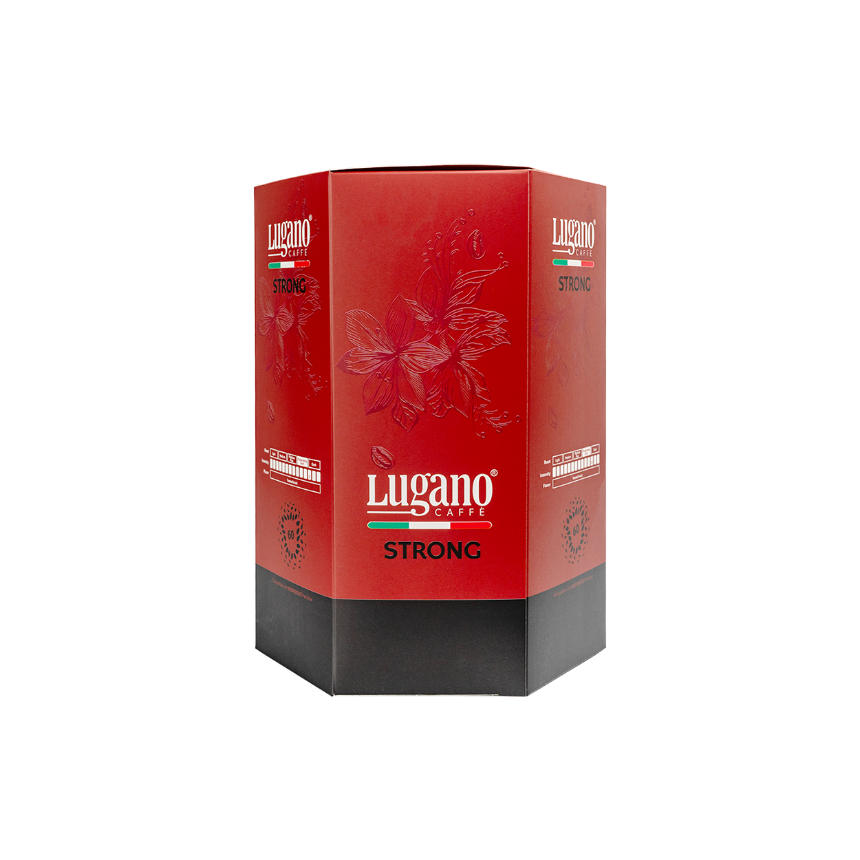 Lugano Caffè Strong Espresso Capsule Hexagonal Saving Pack 60 Pcs front 2 Lugano Caffè Strong Espresso Capsule Hexagonal Saving Pack 60 Pcs front 2