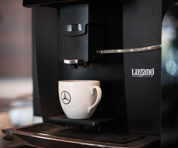 Corporate coffee corner of of Lugano Caffe in Mercedes Benz