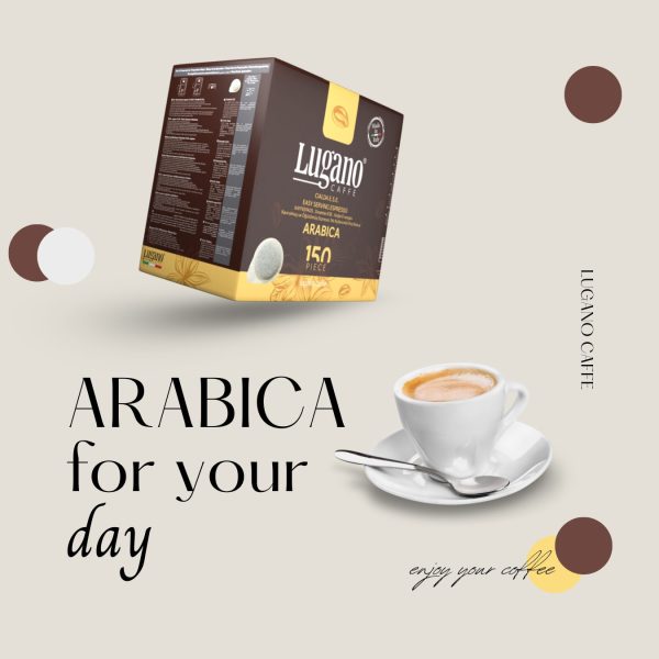 Lugano Caffè Arabica Espresso Pod 150 pcs Value Pack beige bg poster