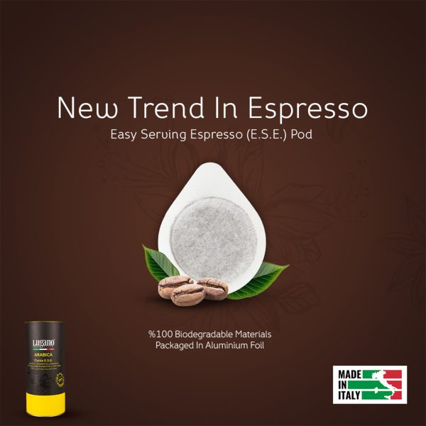 Lugano Caffè Arabica Espresso Pod 18 pcs cylinder pack poster