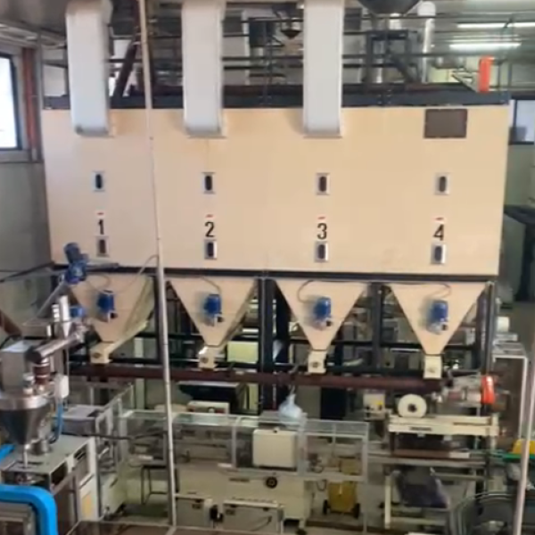 Huge coffee roasting tanks with hot air at Lugano Caffe Factory